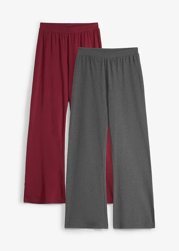 Vid jerseybukse i elastisk, &oslash;kologisk bomullsmiks (2-pack), bonprix