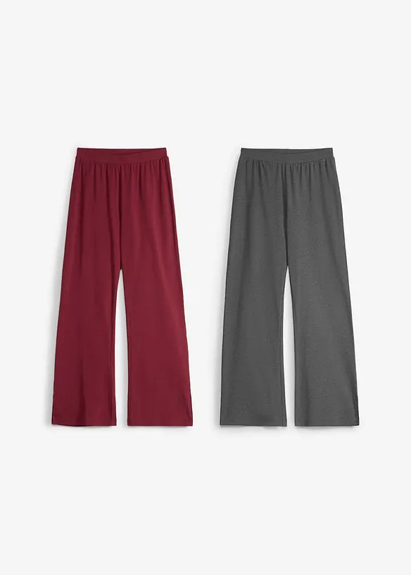 Vid jerseybukse i elastisk, &oslash;kologisk bomullsmiks (2-pack), bonprix