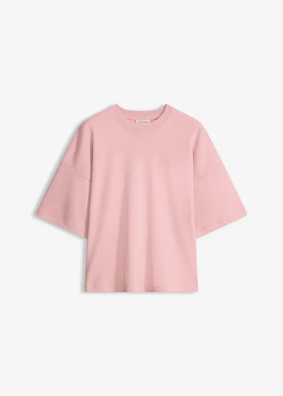 Kort, oversized topp i formstabil, 100% &oslash;kologisk bomull, bonprix