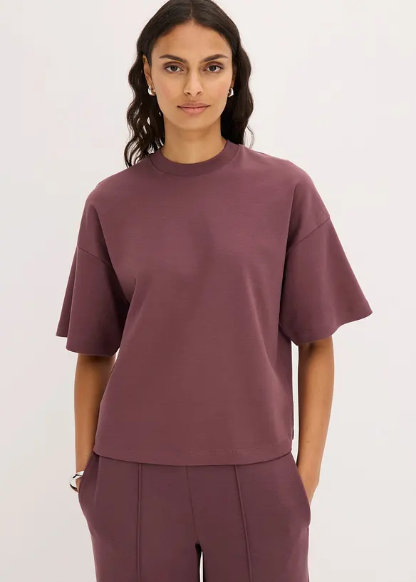 Kort, oversized topp i formstabil, 100% &oslash;kologisk bomull, bonprix
