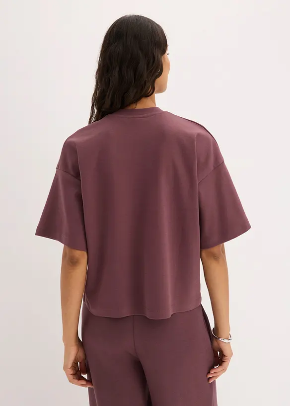 Kort, oversized topp i formstabil, 100% &oslash;kologisk bomull, bonprix
