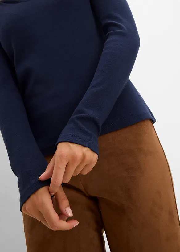 Kort ribbet topp av 100% &oslash;kologisk bomull, bonprix