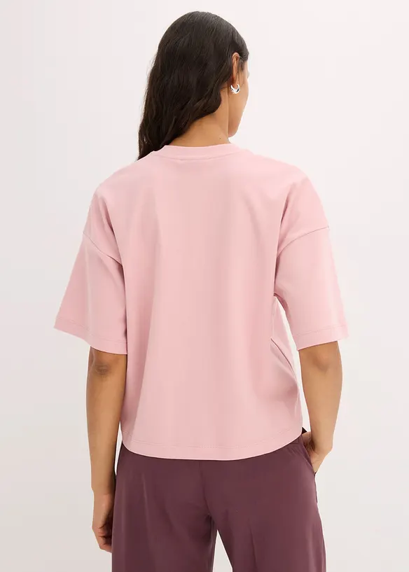 Kort, oversized topp i formstabil, 100% &oslash;kologisk bomull, bonprix