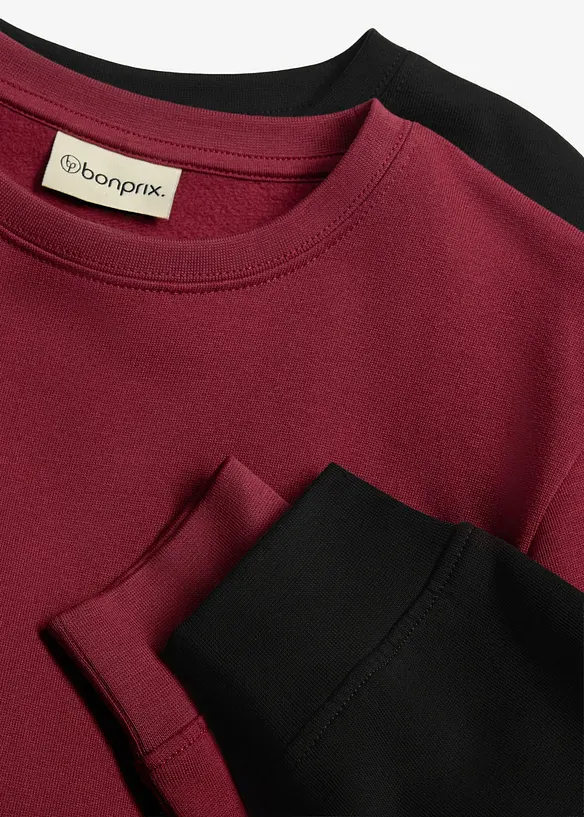 Sweatshirt i myk, &oslash;kologisk bomull (2-pack), bonprix