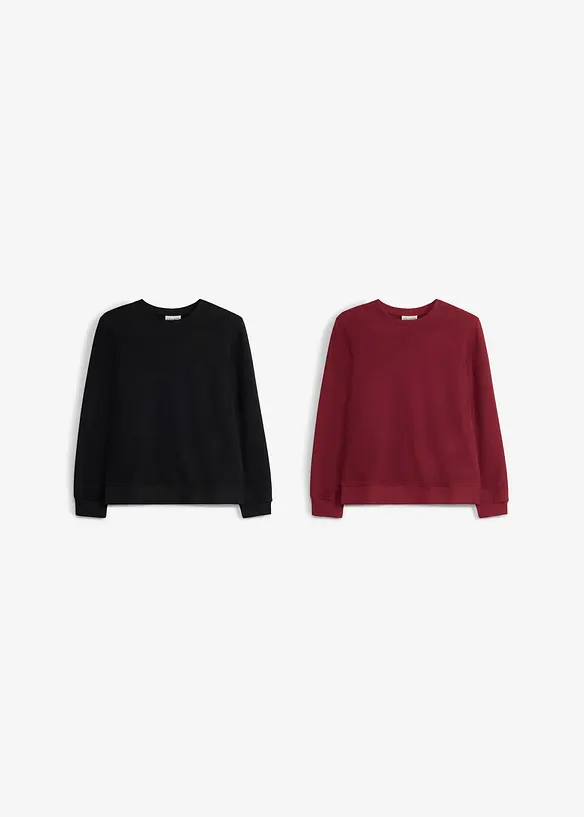 Sweatshirt i myk, &oslash;kologisk bomull (2-pack), bonprix