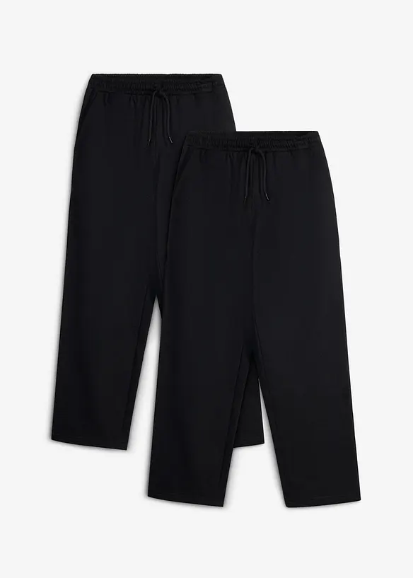 Joggebukse i vid passform med myk, &oslash;kologisk bomull (2-pack), bonprix