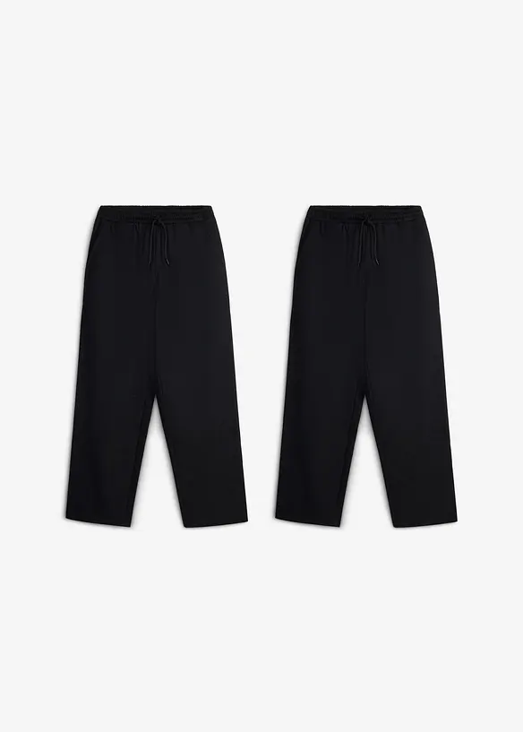 Joggebukse i vid passform med myk, &oslash;kologisk bomull (2-pack), bonprix