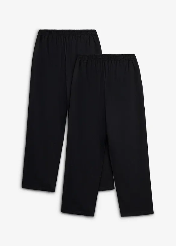 Joggebukse i vid passform med myk, &oslash;kologisk bomull (2-pack), bonprix