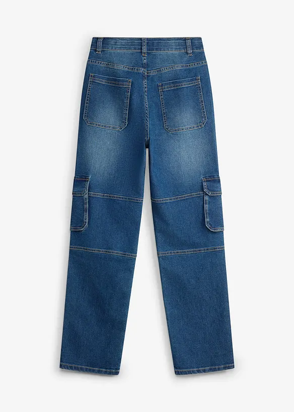 Cargojeans med regulerbar linning, Loose fit, straight, bonprix