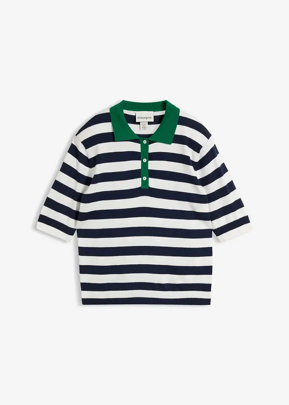 Finstrikket genser med polokrage, bonprix