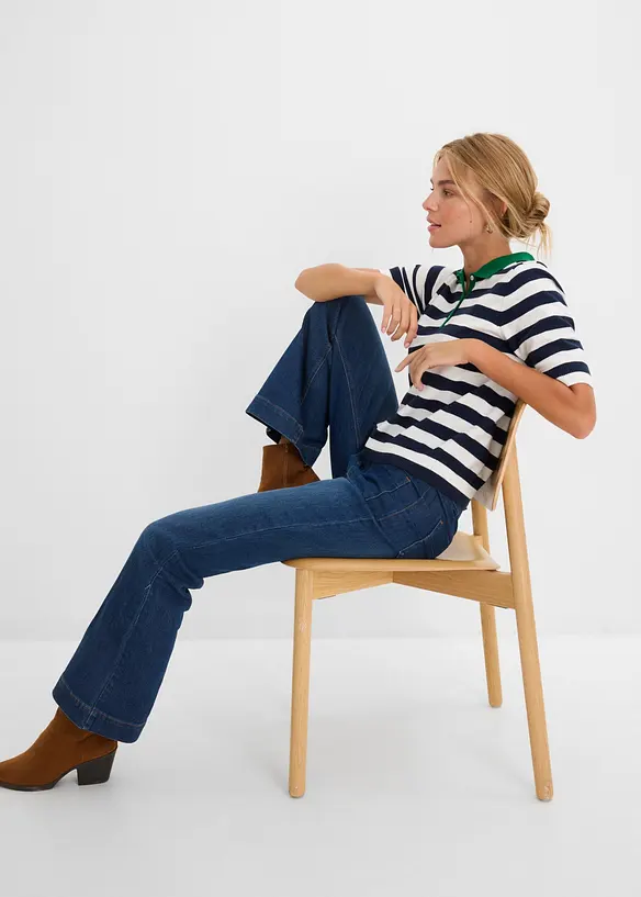 Finstrikket genser med polokrage, bonprix