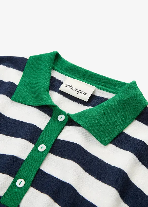 Finstrikket genser med polokrage, bonprix