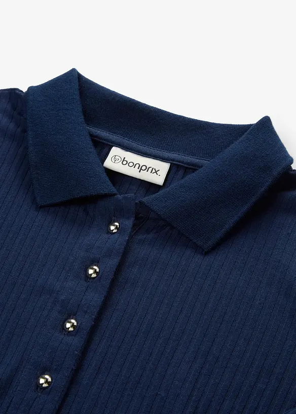 Ribbet topp med knappestolpe, bonprix