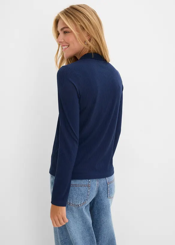 Ribbet topp med knappestolpe, bonprix