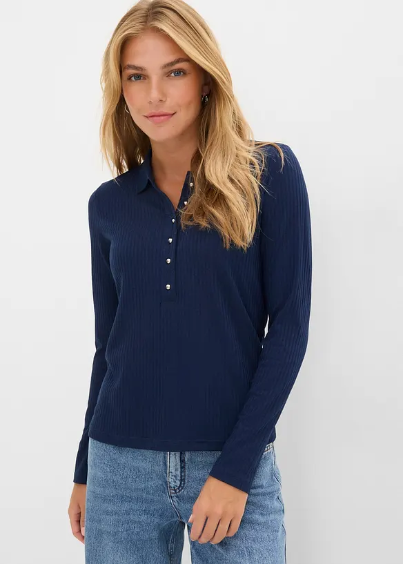 Ribbet topp med knappestolpe, bonprix