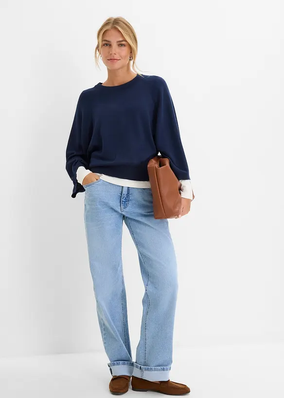 Oversized finstrikket genser, bonprix