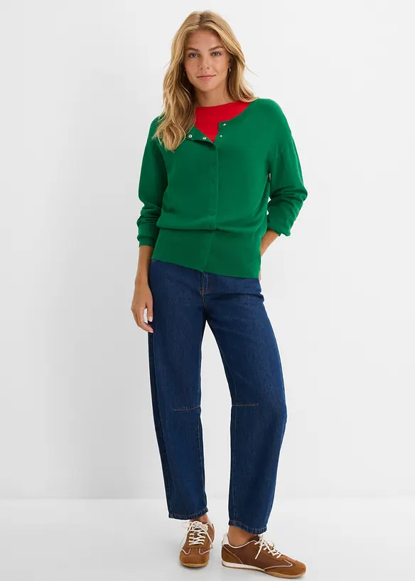 Finstrikket cardigan i myk viskosemiks, bonprix