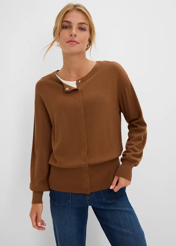 Finstrikket cardigan i myk viskosemiks, bonprix