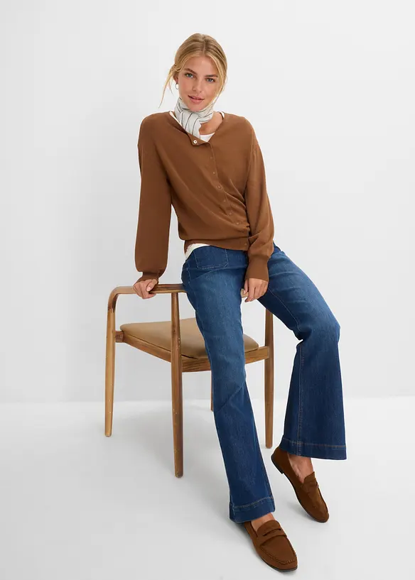Finstrikket cardigan i myk viskosemiks, bonprix