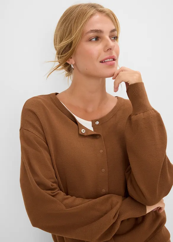 Finstrikket cardigan i myk viskosemiks, bonprix