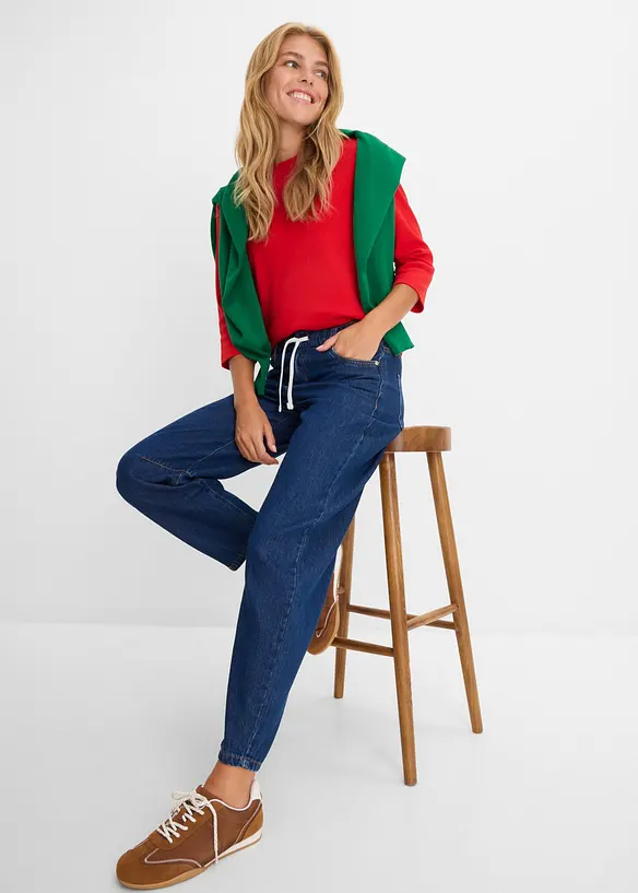 Barrel Jeans Mid Waist cropped, bonprix