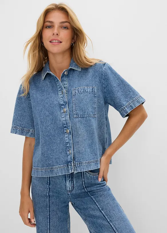 Denimskjorte i 100% bomull, bonprix