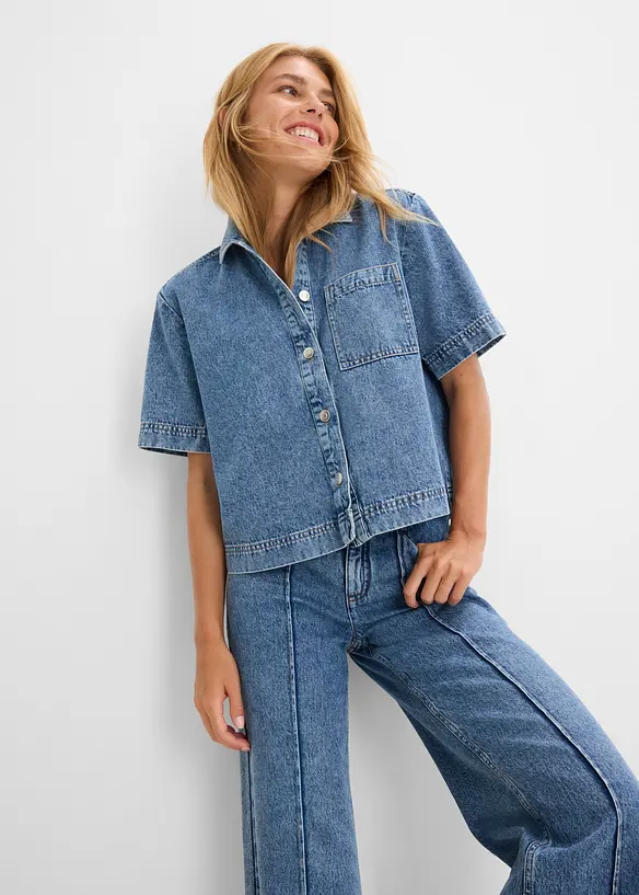 Denimskjorte i 100% bomull, bonprix