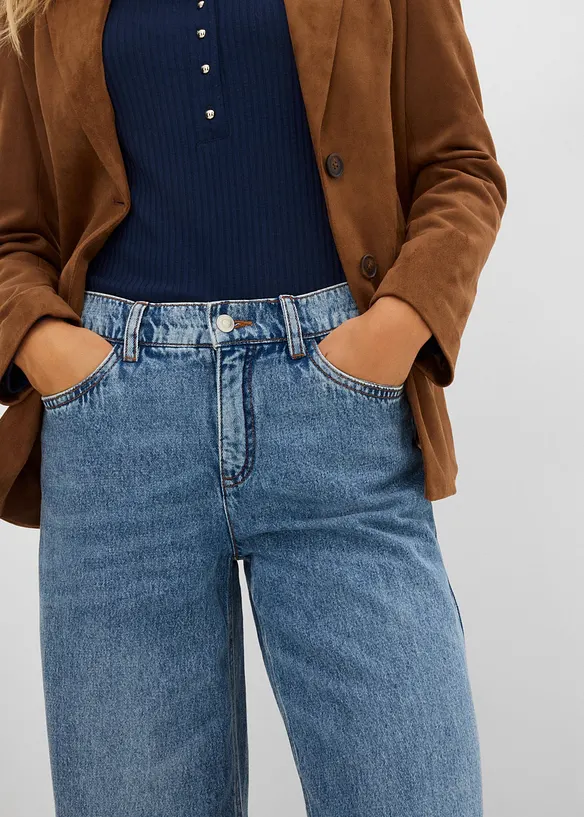Wide leg-jeans, Mid waist, bonprix