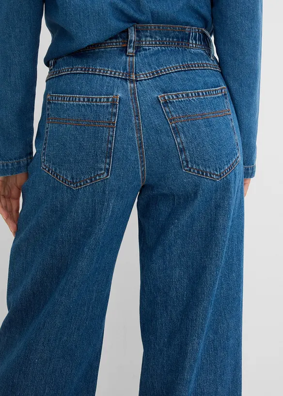 Wide leg jeans mid waist, cropped, bonprix