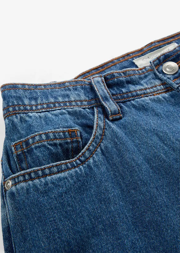 Wide leg jeans mid waist, cropped, bonprix