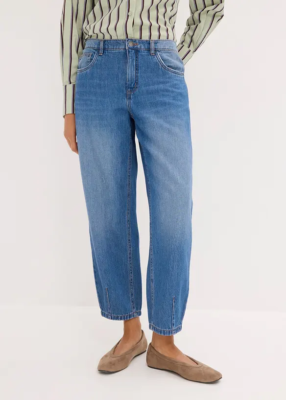 Barrel Jeans Mid Waist cropped, bonprix