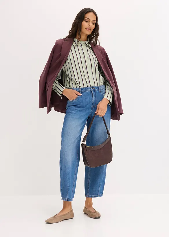 Barrel Jeans Mid Waist cropped, bonprix
