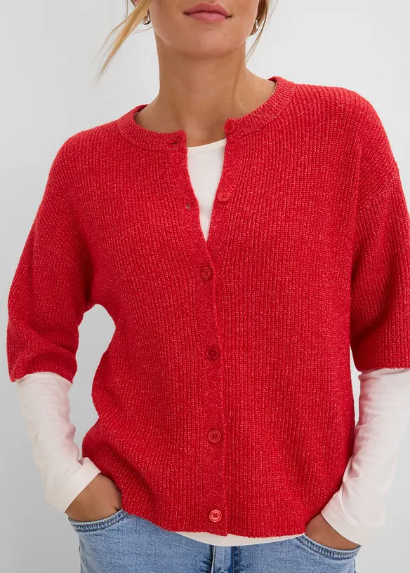Cardigan i vid passform med ull, bonprix