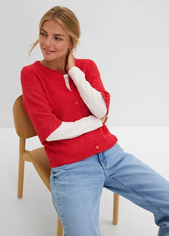 Cardigan i vid passform med ull, bonprix