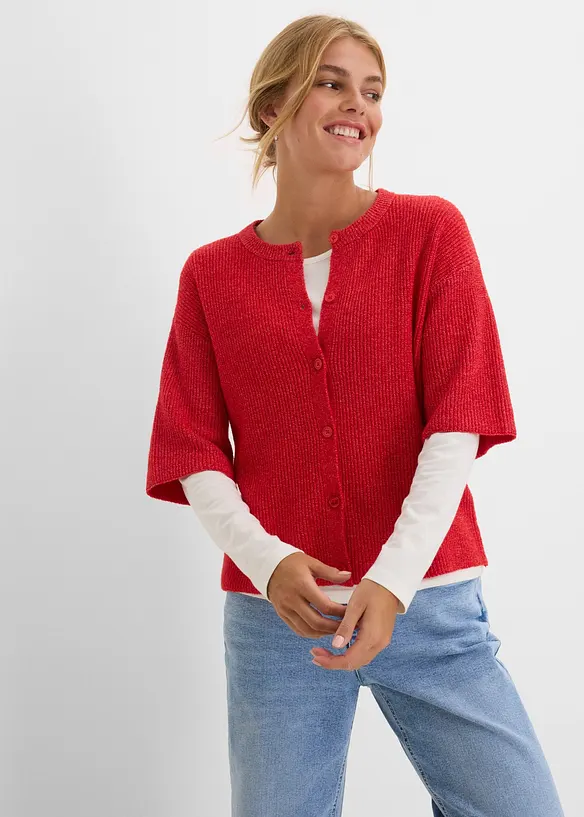 Cardigan i vid passform med ull, bonprix