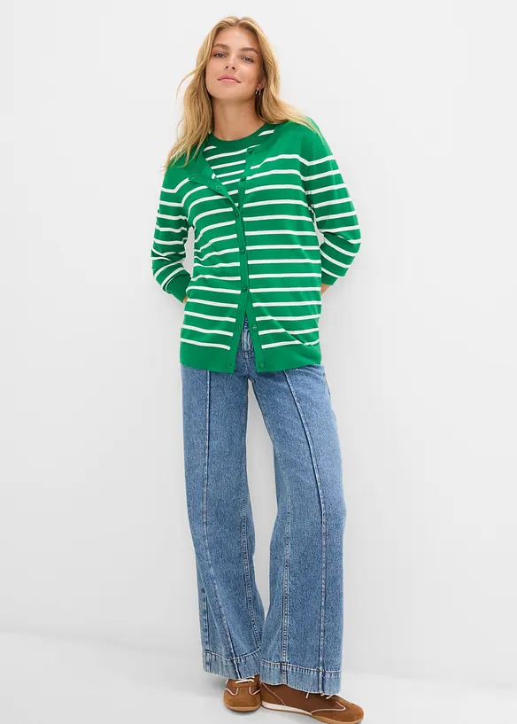 Finstrikket cardigan i myk viskosemiks, bonprix