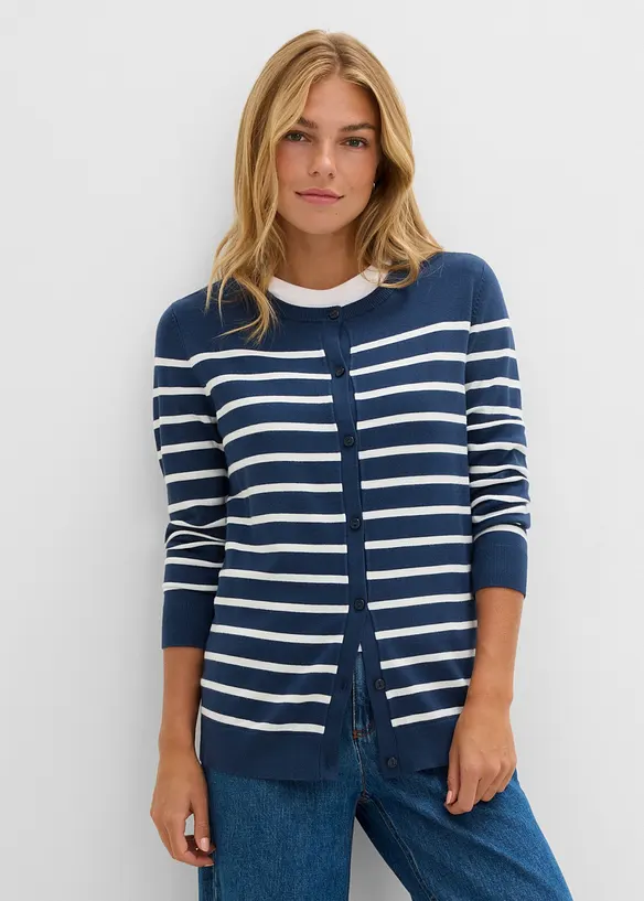 Finstrikket cardigan i myk viskosemiks, bonprix