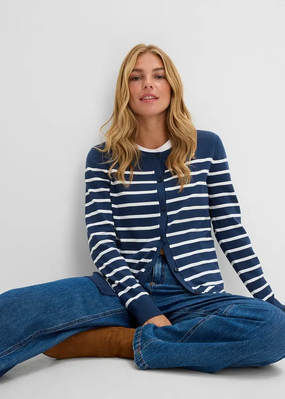 Finstrikket cardigan i myk viskosemiks, bonprix