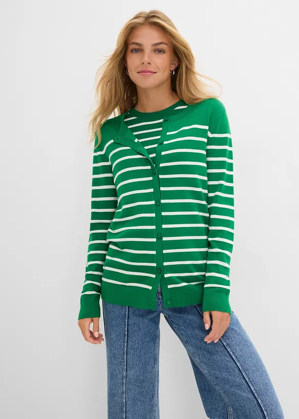 Finstrikket cardigan i myk viskosemiks, bonprix
