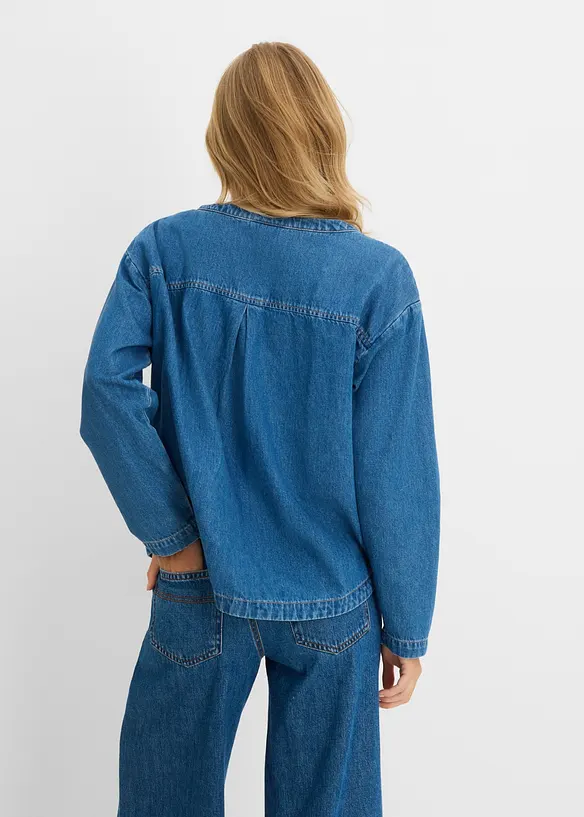 Denimbluse i tunikastil, bonprix