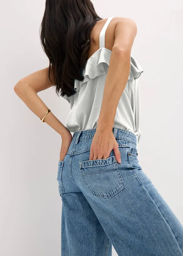 Wide Leg-jeans Mid Waist, Low Stretch Full Length, bonprix