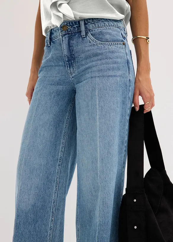 Wide Leg-jeans Mid Waist, Low Stretch Full Length, bonprix
