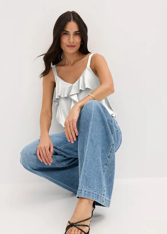 Wide Leg-jeans Mid Waist, Low Stretch Full Length, bonprix