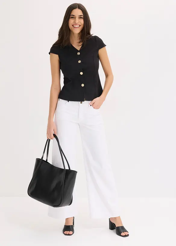Kortermet bomullsbluse, bonprix