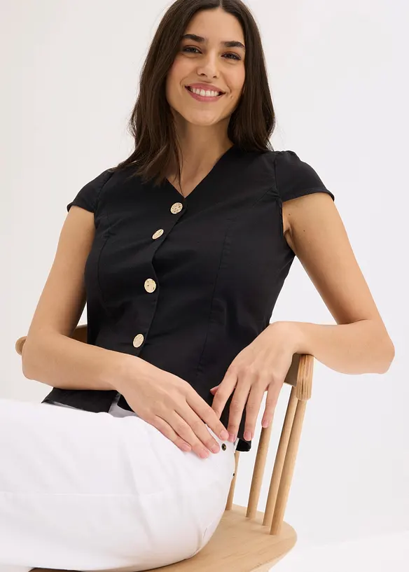 Kortermet bomullsbluse, bonprix