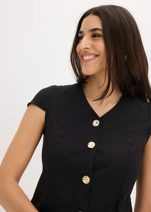 Kortermet bomullsbluse, bonprix