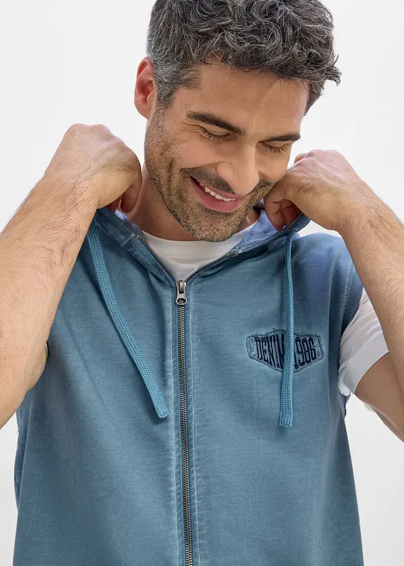 Hettevest i vasket look og 100% bomull, bonprix