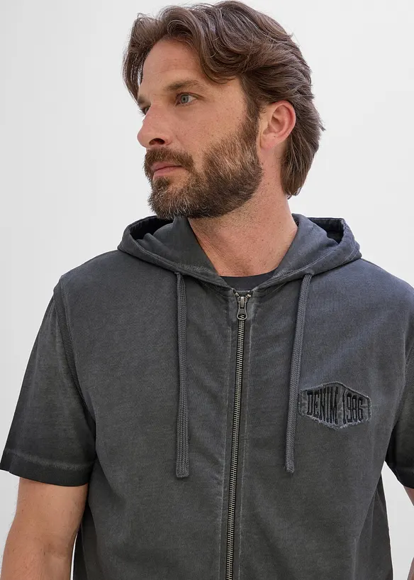 Hettevest i vasket look og 100% bomull, bonprix
