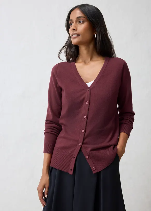 Finstrikket cardigan i myk ullmiks, bonprix