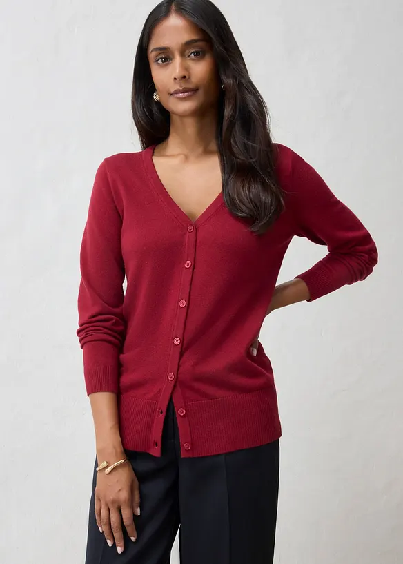Finstrikket cardigan i myk ullmiks, bonprix
